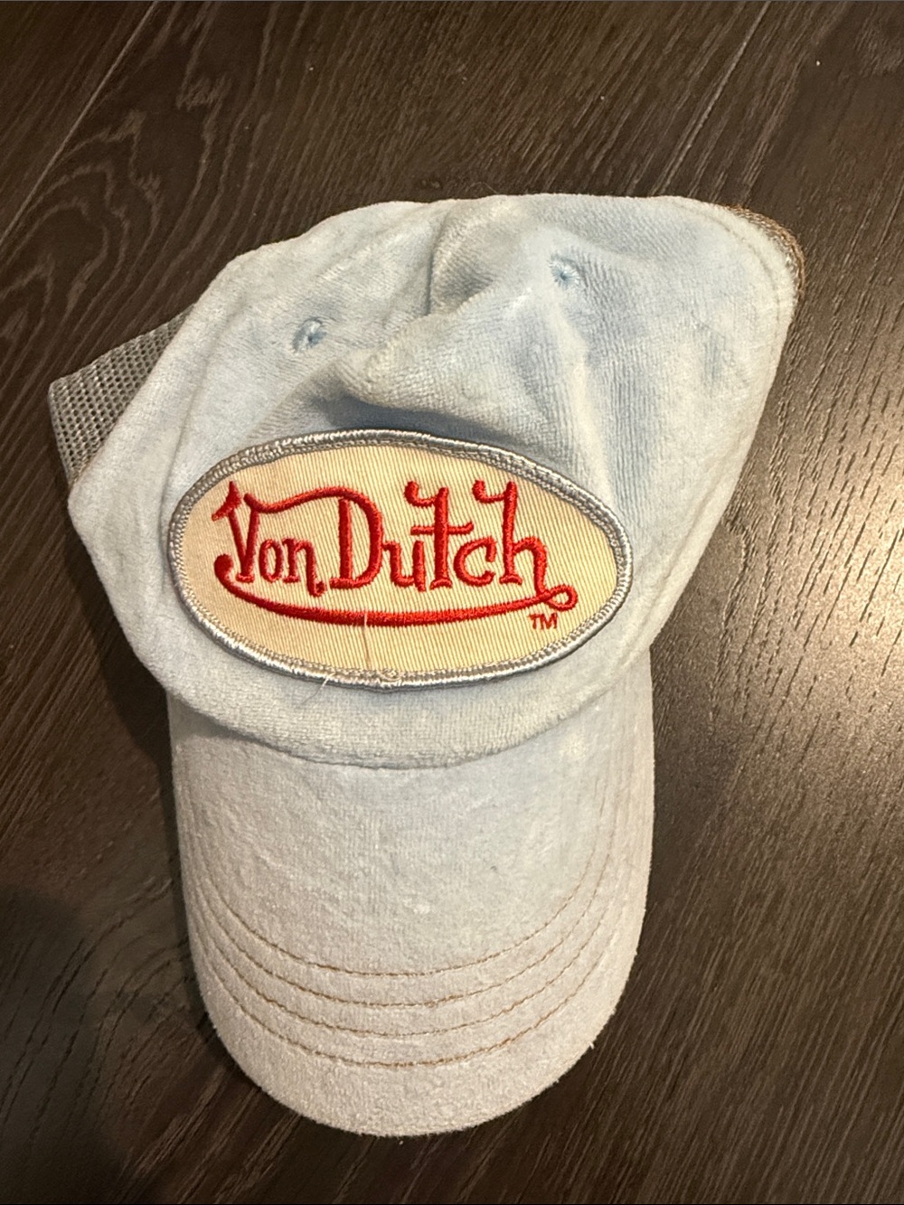 Von Dutch Baby Blue Cap with Red Script Patch